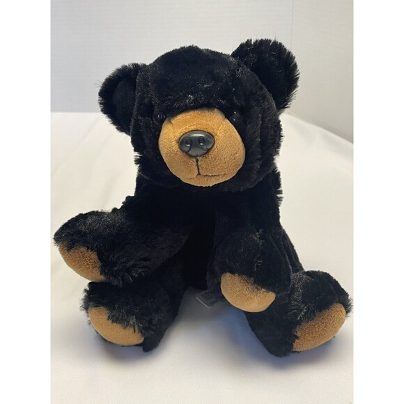 12" and 8” Soft Cuddly Sitting Black Bears Plush Aurora and Wild Republic Set - Picture 9 of 16
